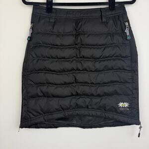 Skhoop Womens Grey Duck Down Feathers Quilted Outdoors Black Sport Skirt Small